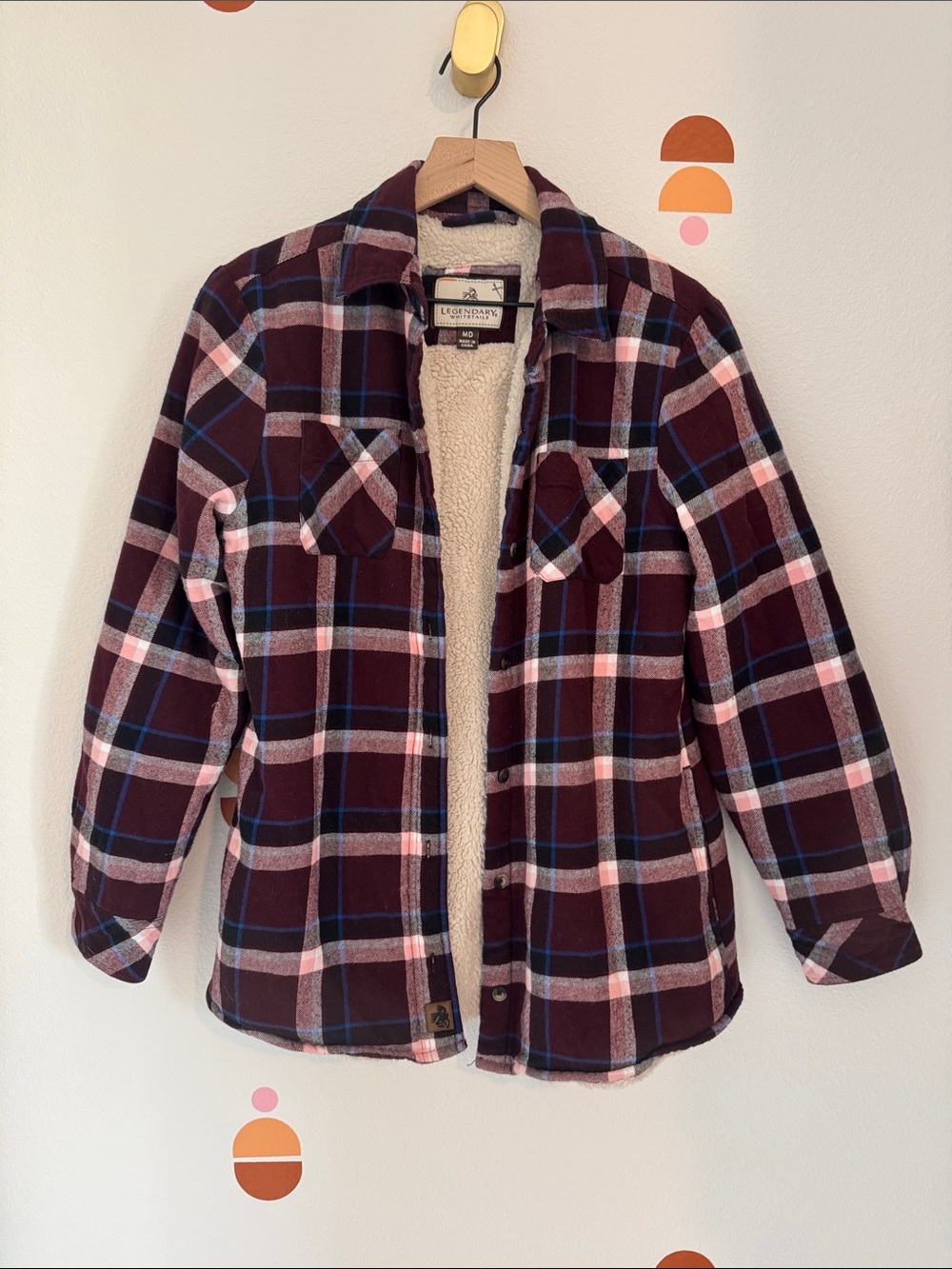 Legendary Whitetails Burgundy Plaid Sherpa-Lined Jacket N0015